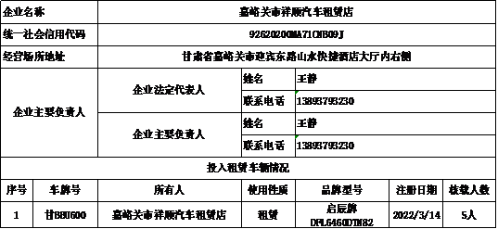 嘉峪关市小微型客车租赁经营备案公示解读